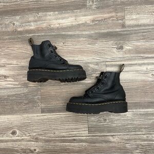 Dr. Martens Black Platform Leather Footbed